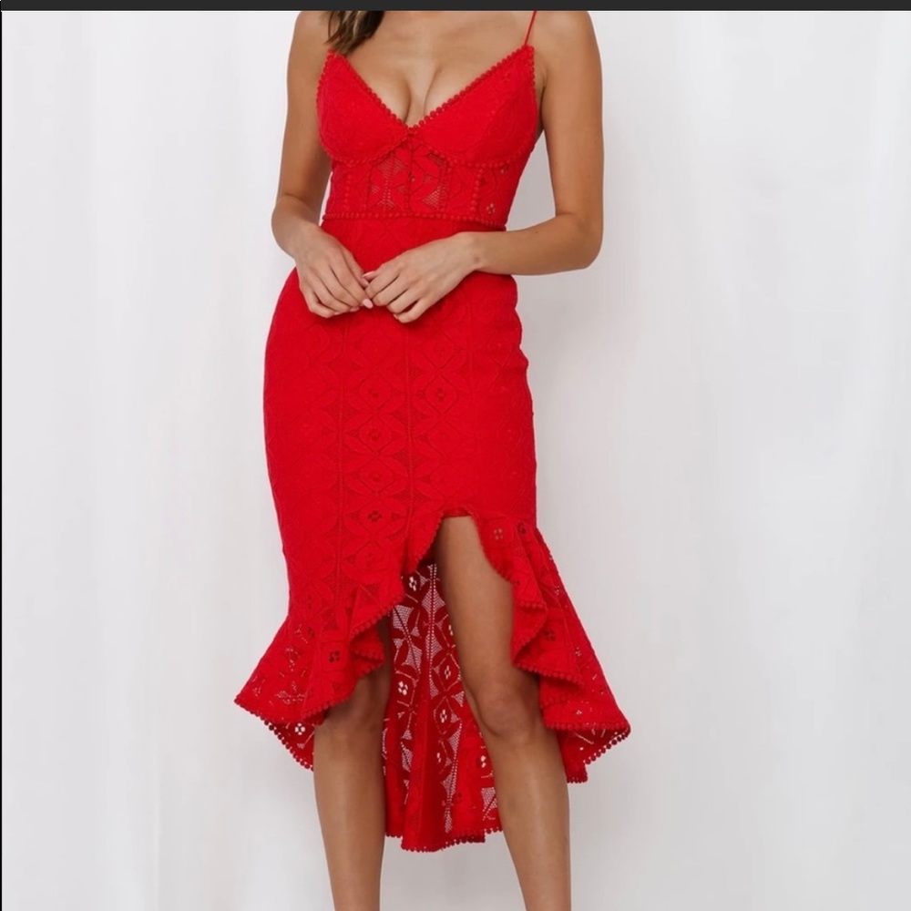 Back In The Habit Midi Dress in Red